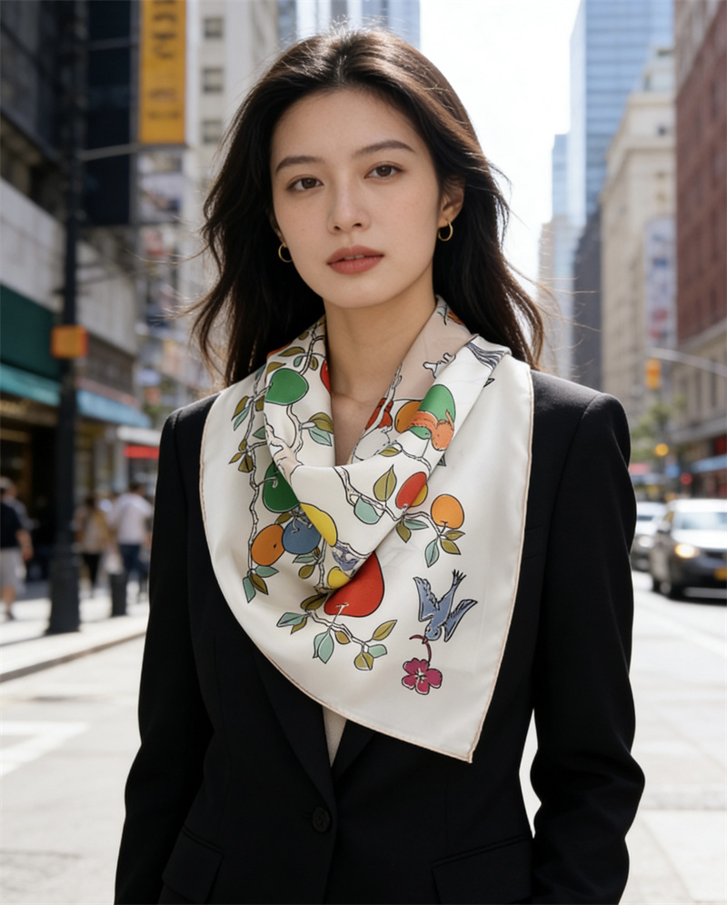 Foulard en soie imprimé double - Travel Accessories Neck avis et prix