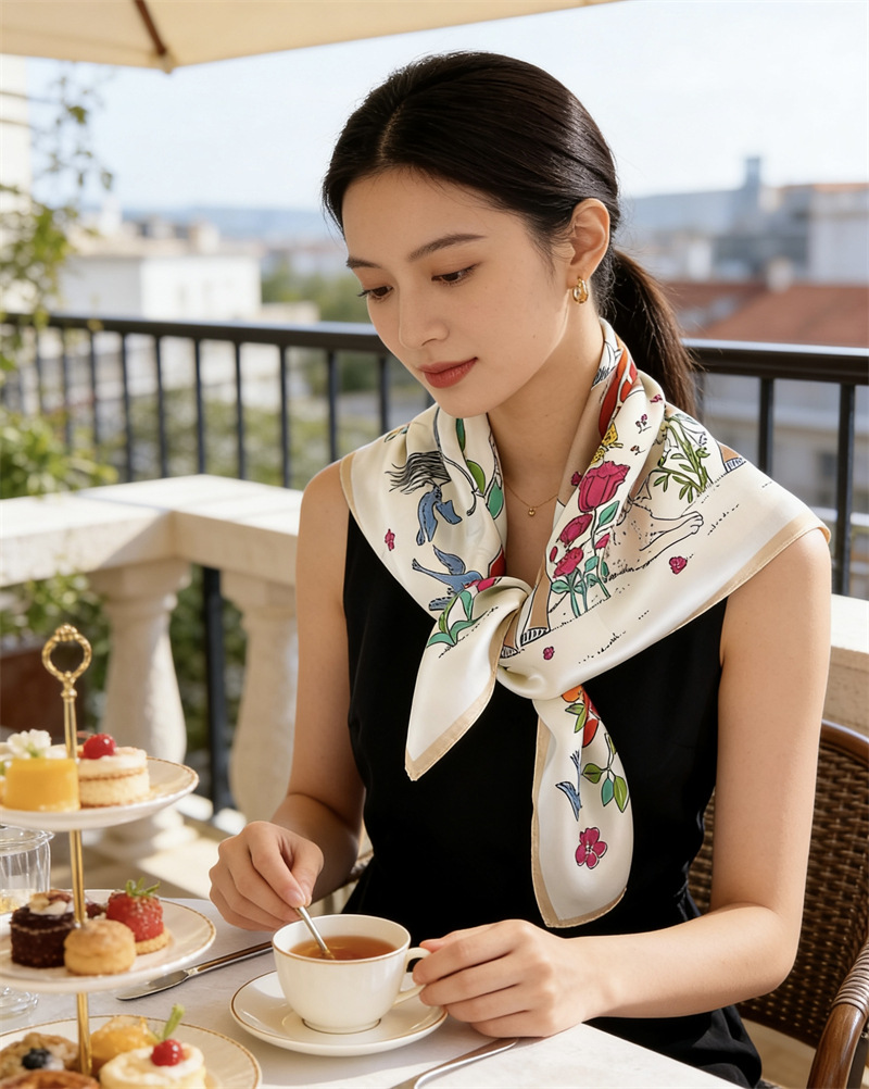 Foulard en soie motif cheval p - Travel Accessories Neck avis et prix